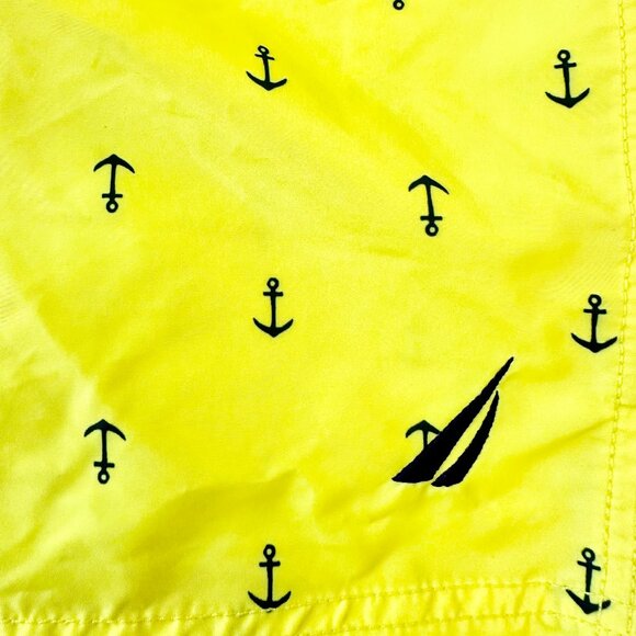 Nautica Men's Shorts Anchor Swim Trunks Yellow/Navy Blue Size XL Pre-owned - Picture 3 of 5